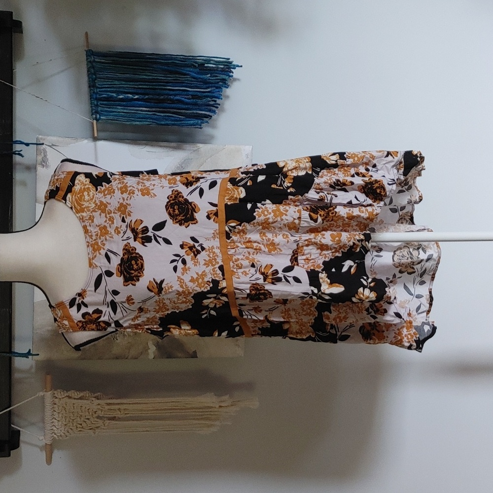 Maurice's Black Floral Babydoll Tank Top L